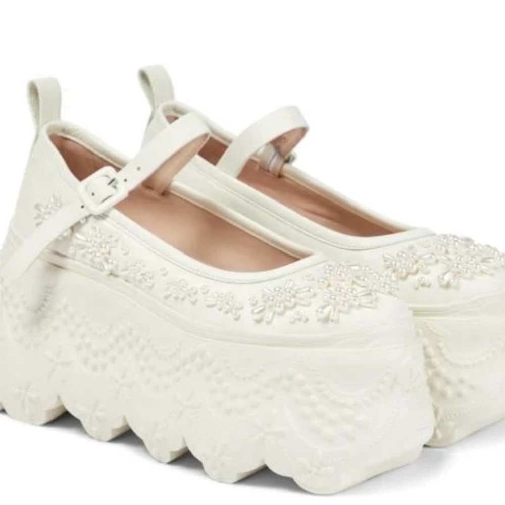 ISO Simone Rocha Cream Floral Platform Shoes